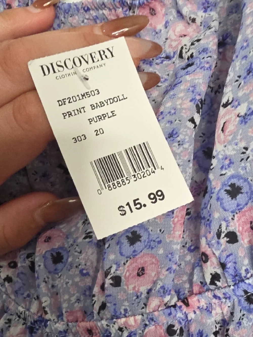 Discovery Lavender Floral Tie-Waist Kids Dress - Picture 4 of 4
